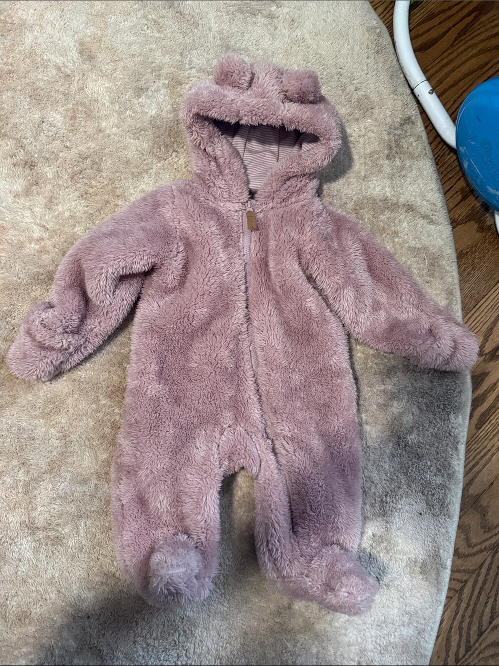 Pink infant snowsuit